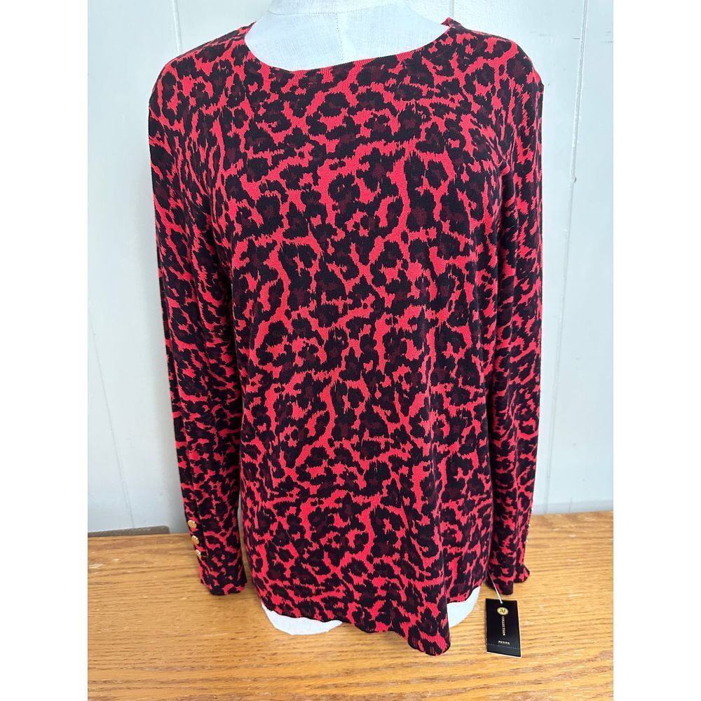PM Collection Sweater Women's Extra‎ Large Petite Cheetah Print NWT